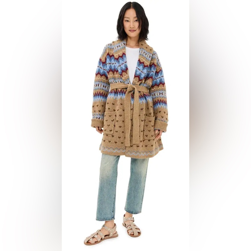 NWT RALPH LAUREN Polo Pattern Knit Cardigan Sweater Wool Alpaca Jacquard Size XS - Picture 2 of 15